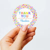 Rainbow Polka Dot Thank You Stickers – Custom Name Kids Birthday Party Favour Labels - Sticksy Prints Australia