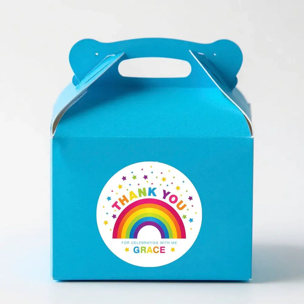 Personalised Kids Birthday Stickers Rainbow Custom Name Party Favour - Sticksy Prints Australia