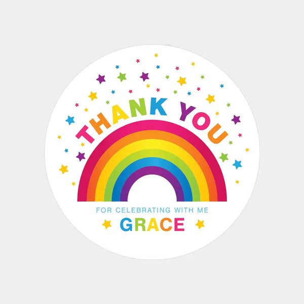 rsonalised Kids Birthday Stickers Rainbow Custom Name Party Favour