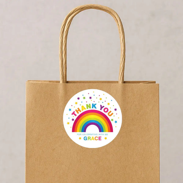 rsonalised Kids Birthday Stickers Rainbow Custom Name Party Favour