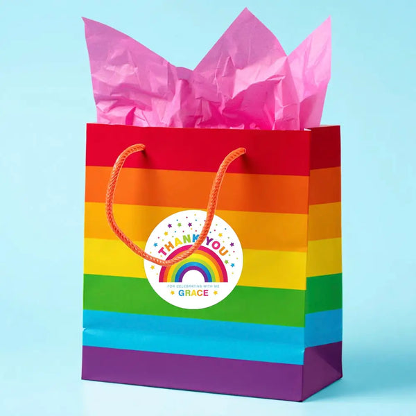 rsonalised Kids Birthday Stickers Rainbow Custom Name Party Favour