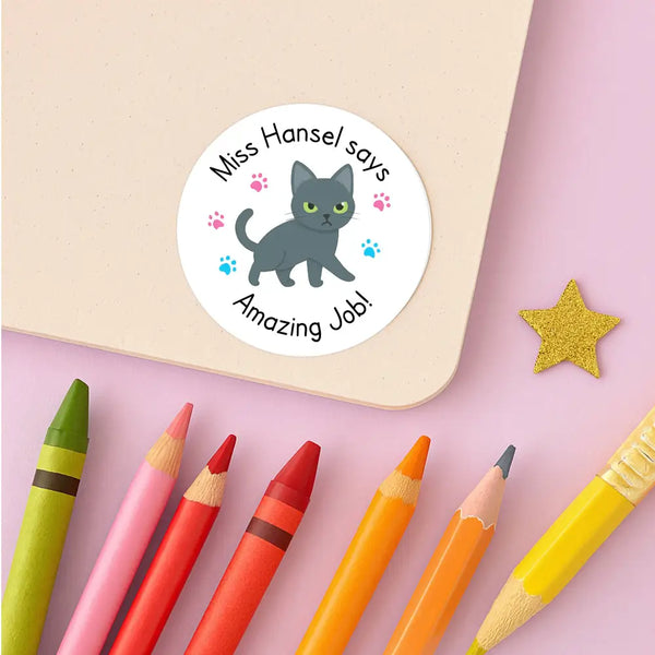 Russian Blue Cat Teacher Reward Stickers – Classroom Motivation & Praise