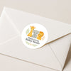 Safari Baby Shower Stickers – Personalised Giraffe Elephant Lion Welcome Baby Labels