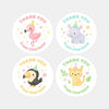 Safari Party Animal Thank You Stickers – Flamingo, Rhino, Toucan & Cheetah | Personalised Party Favour Labels - Sticksy Prints Australia