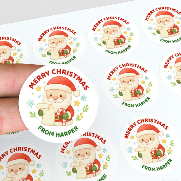Santa Christmas Stickers – Personalised Name Label