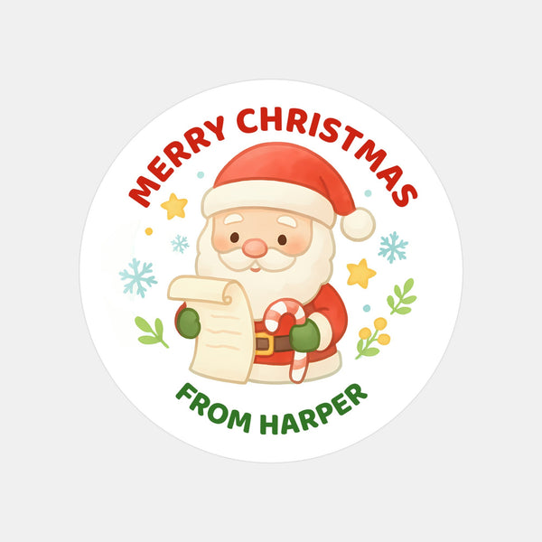 Santa Christmas Stickers – Personalised Name Label