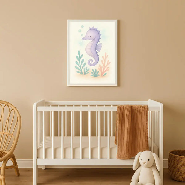 Seahorse Nursery Wall Art Print | Ocean Animal Watercolour | Digital Download
