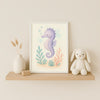 Seahorse Nursery Wall Art Print | Ocean Animal Watercolour | Digital Download