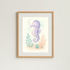 Seahorse Nursery Wall Art Print | Ocean Animal Watercolour | Digital Download