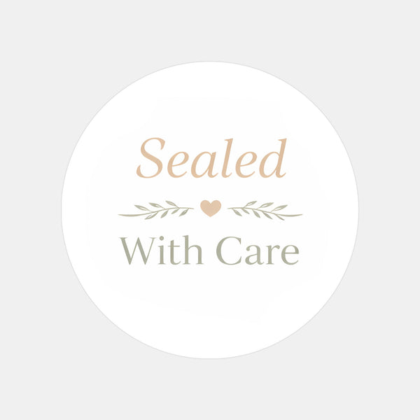 Sealed With Care Stickers | Neutral Packaging Stickers for Small Business | Order Sealing Labels Australia