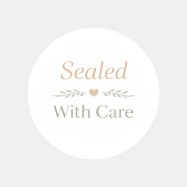 Sealed With Care Stickers | Neutral Packaging Stickers for Small Business | Order Sealing Labels Australia - Sticksy Prints Australia