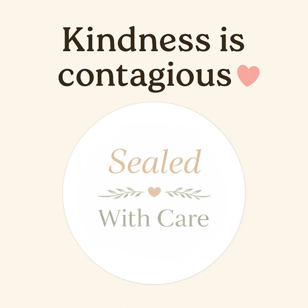 Sealed With Care Stickers | Neutral Packaging Stickers for Small Business | Order Sealing Labels Australia