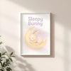 Sleepy Bunny Nursery Wall Art Print – Moon & Stars Baby Room Printable (Digital Download)