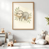 Sloth Nursery Wall Art Print – Jungle Animal Watercolour (Digital Download) - Sticksy Prints Australia