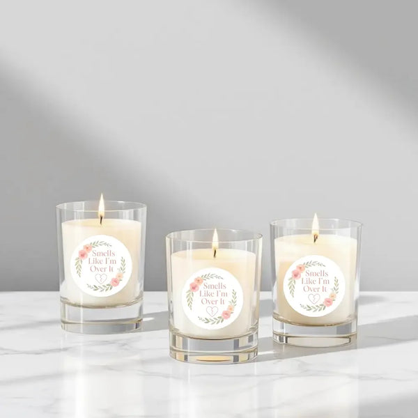 “Smells Like I’m Over It” Candle Label Stickers - Sticksy Prints Australia