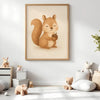 Squirrel Nursery Wall Art Print – Woodland Animal Watercolour (Digital Download) - Sticksy Prints Australia