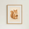 Squirrel Nursery Wall Art Print – Woodland Animal Watercolour (Digital Download) - Sticksy Prints Australia