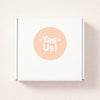 Tag Us Stickers | Peach Social Media Packaging Stickers for Small Businesses