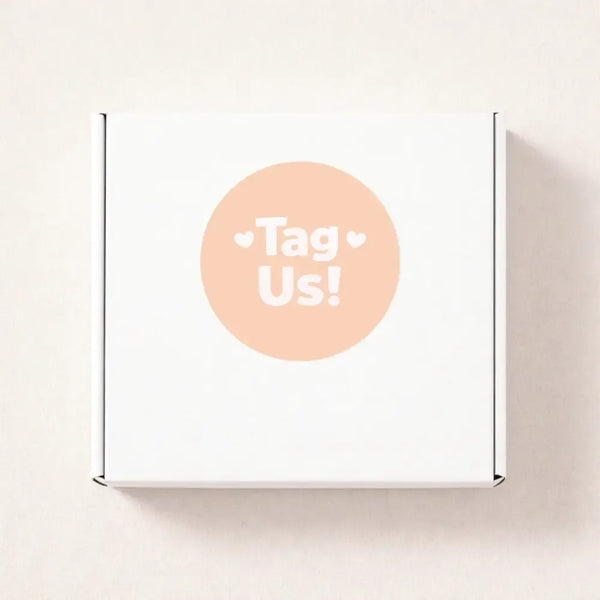 Tag Us Stickers | Peach Social Media Packaging Stickers for Small Businesses - Sticksy Prints Australia