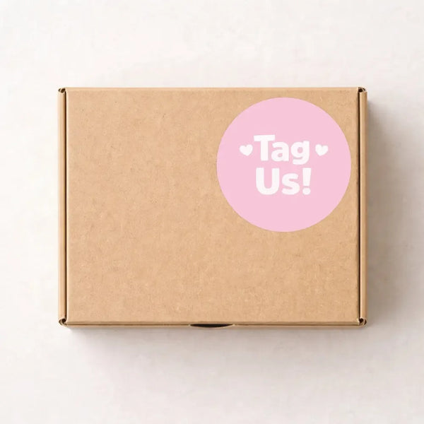 Tag Us Stickers | Pink Social Media Packaging Stickers for Small Businesses - Sticksy Prints Australia