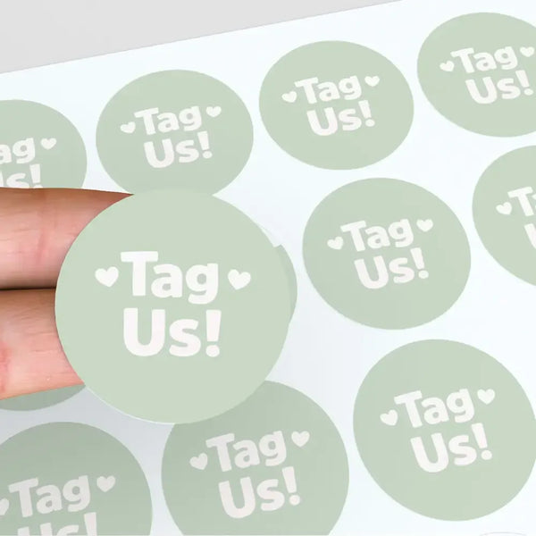 Tag Us Stickers | Sage Green Social Media Packaging Stickers for Small Businesses - Sticksy Prints Australia