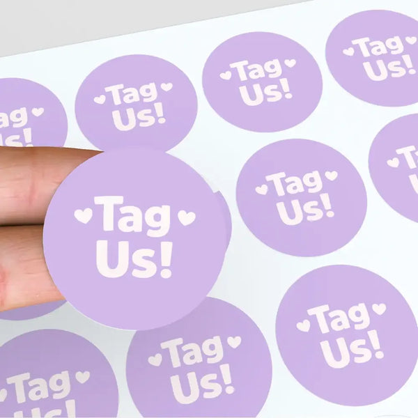 Tag Us Stickers | Social Media Packaging Stickers for Small Businesses Purple - Sticksy Prints Australia
