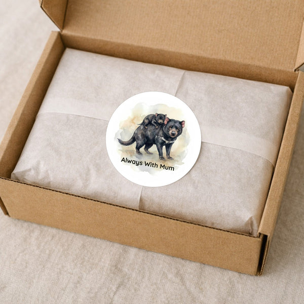 Tasmanian Devil Mum & Joey Sticker – Australian Wildlife Gift Label