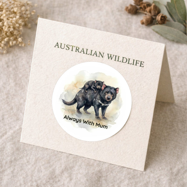 Tasmanian Devil Mum & Joey Sticker – Australian Wildlife Gift Label
