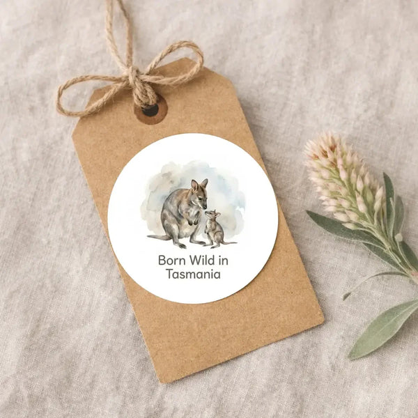 Tasmanian Pademelon Sticker – Born Wild in Tasmania Mother & Joey Wildlife - Sticksy Prints Australia