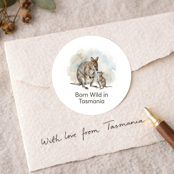 Tasmanian Pademelon Sticker – Born Wild in Tasmania Mother & Joey Wildlife