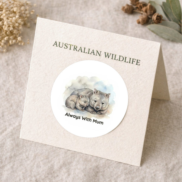 Tasmanian Wombat Sticker – Always With Mum Mother & Baby Wildlife Art