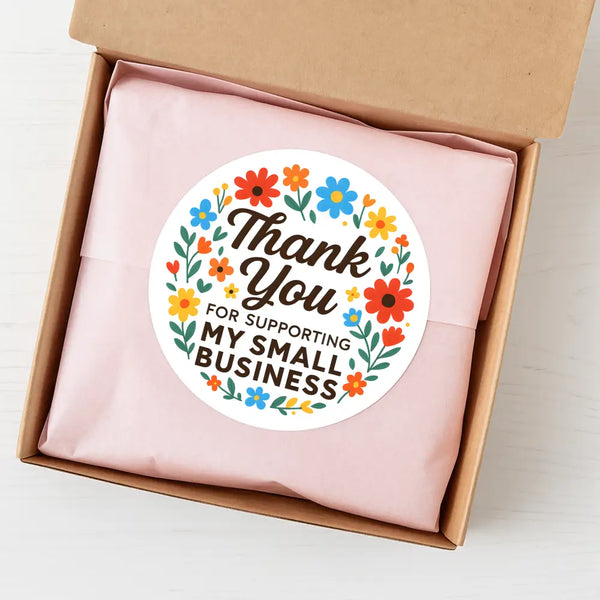 Thank You for Supporting My Small Business Stickers – Bright Floral Edition
