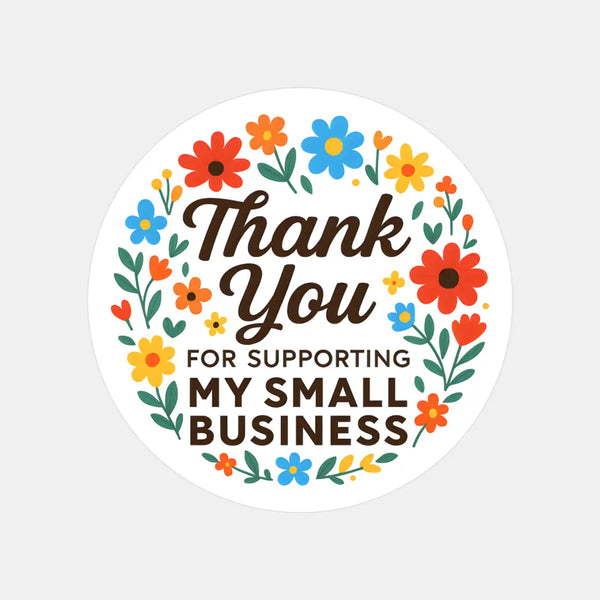 Thank You for Supporting My Small Business Stickers – Bright Floral Edition