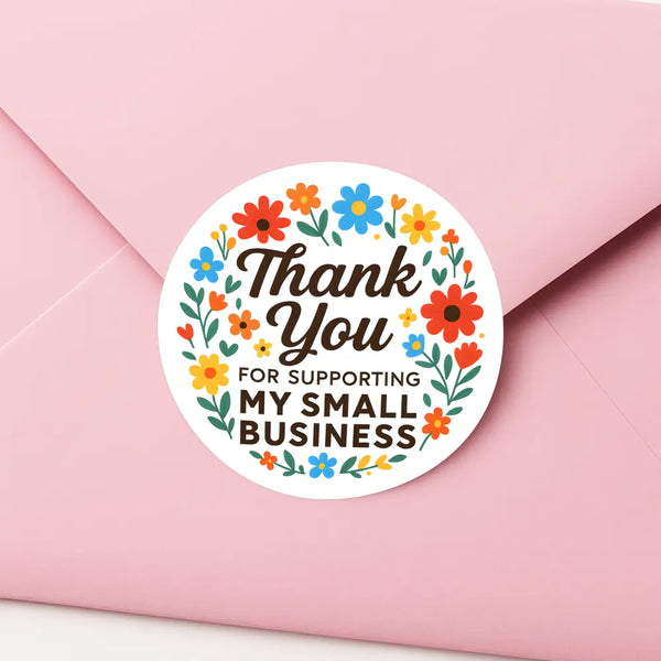 Thank You for Supporting My Small Business Stickers – Bright Floral Edition