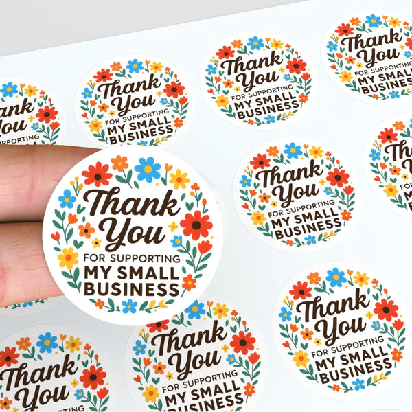 Thank You for Supporting My Small Business Stickers – Bright Floral Edition