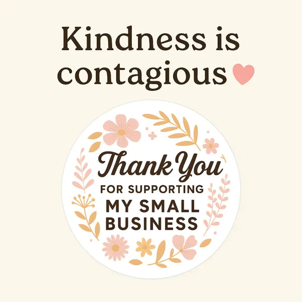 Thank You for Supporting My Small Business Stickers Delicate Floral - Sticksy Prints Australia