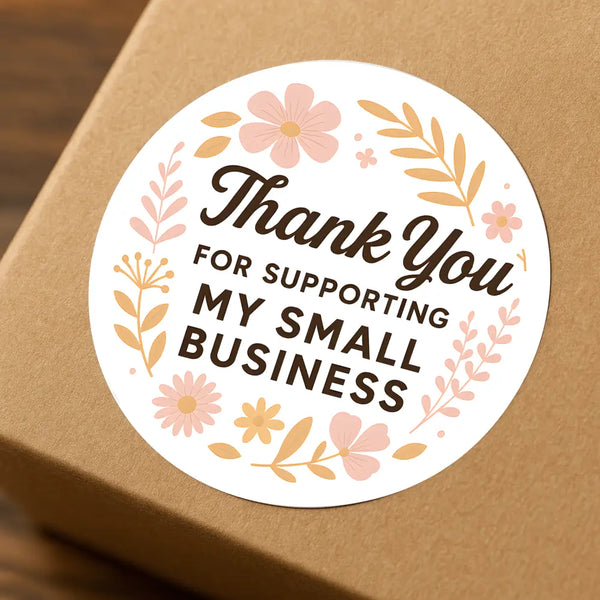 Thank You for Supporting My Small Business Stickers Delicate Floral