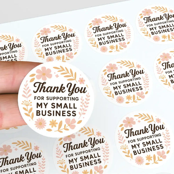 Thank You for Supporting My Small Business Stickers Delicate Floral - Sticksy Prints Australia