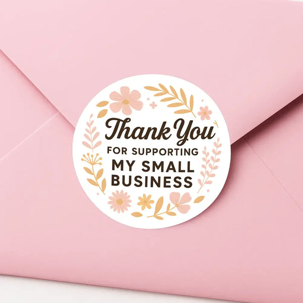 Thank You for Supporting My Small Business Stickers Delicate Floral - Sticksy Prints Australia