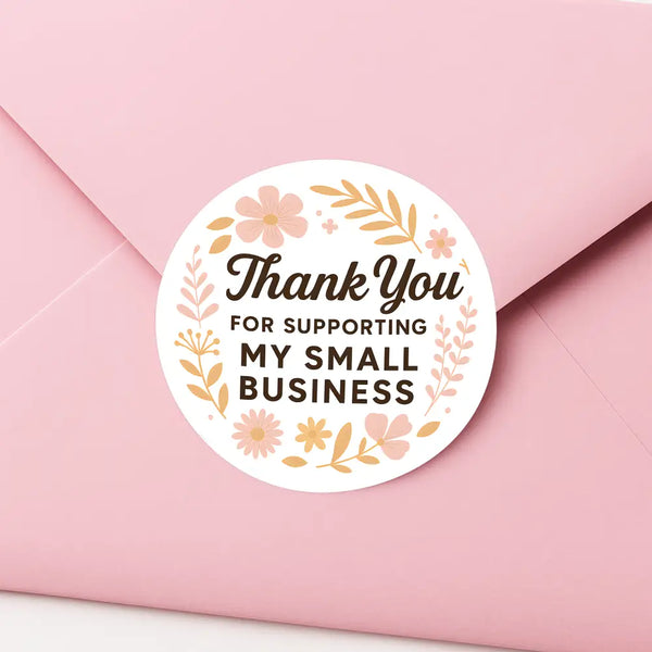 Thank You for Supporting My Small Business Stickers Delicate Floral