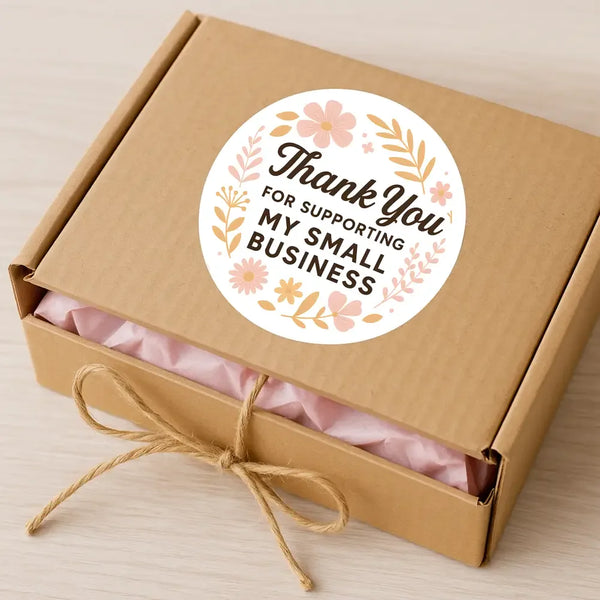 Thank You for Supporting My Small Business Stickers Delicate Floral - Sticksy Prints Australia