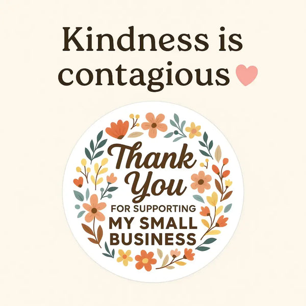 Thank You for Supporting My Small Business Stickers Floral Boho - Sticksy Prints Australia