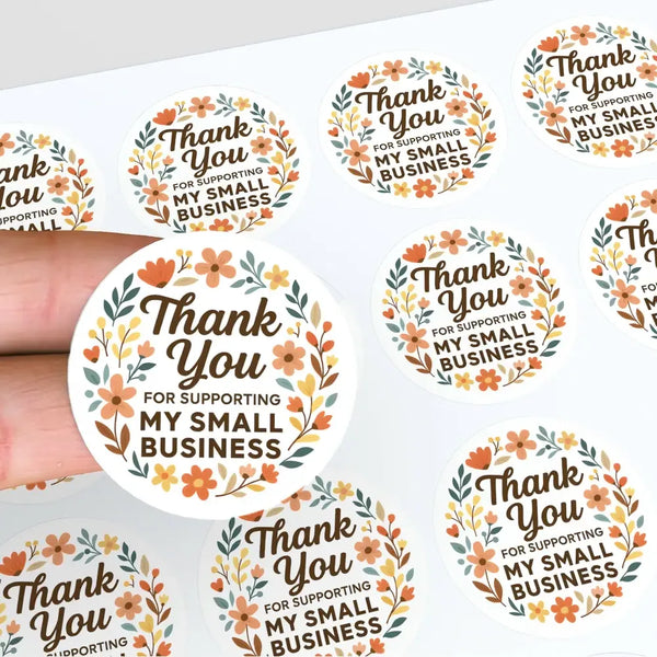 Thank You for Supporting My Small Business Stickers Floral Boho - Sticksy Prints Australia