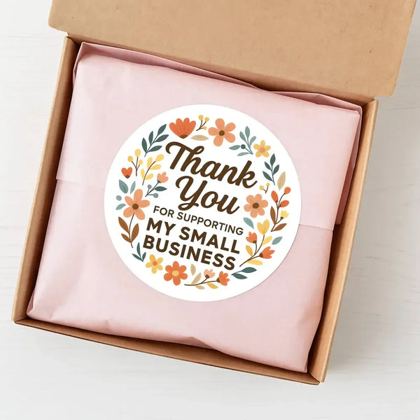 Thank You for Supporting My Small Business Stickers Floral Boho - Sticksy Prints Australia