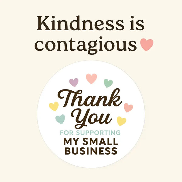 Thank You for Supporting My Small Business Stickers – Rainbow Hearts - Sticksy Prints Australia