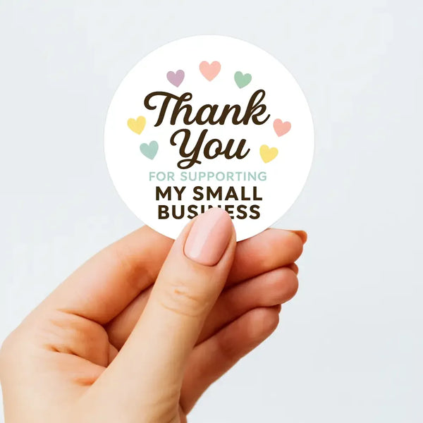 Thank You for Supporting My Small Business Stickers – Rainbow Hearts - Sticksy Prints Australia