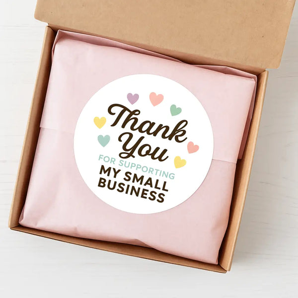 Thank You for Supporting My Small Business Stickers – Rainbow Hearts