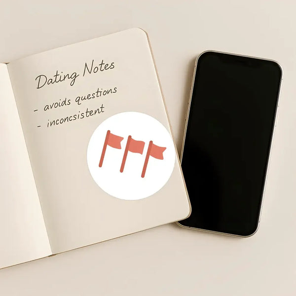 Three Red Flags Sticker | Funny Dating Sticker for Journals, Planners & Modern Dating Humour - Sticksy Prints Australia