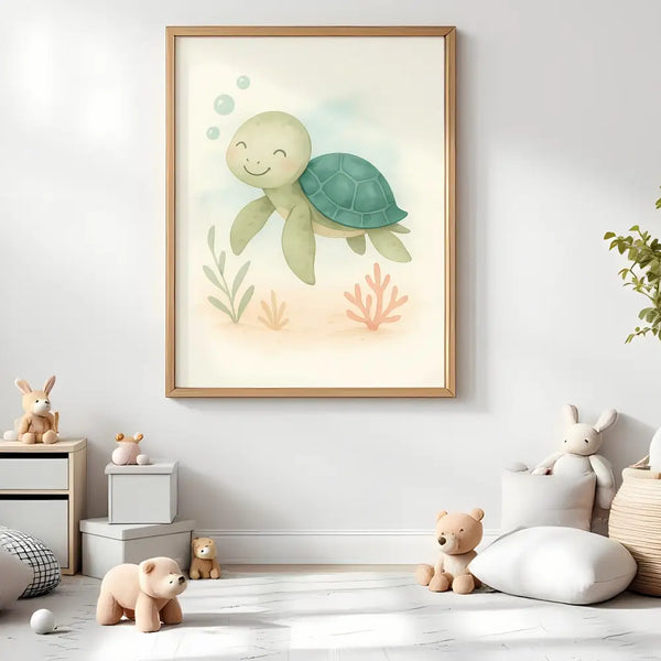 Turtle Nursery Wall Art Print | Ocean Animal Watercolour | Digital Download