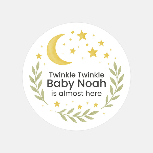 Twinkle Twinkle Baby Shower Stickers – Personalised Moon & Stars Favour Labels